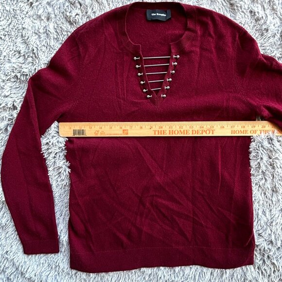 The Kooples Cashmere and Wool V-Neck Sweater 3 M/L Bar Hardware Goth Punk M L - Picture 8 of 13